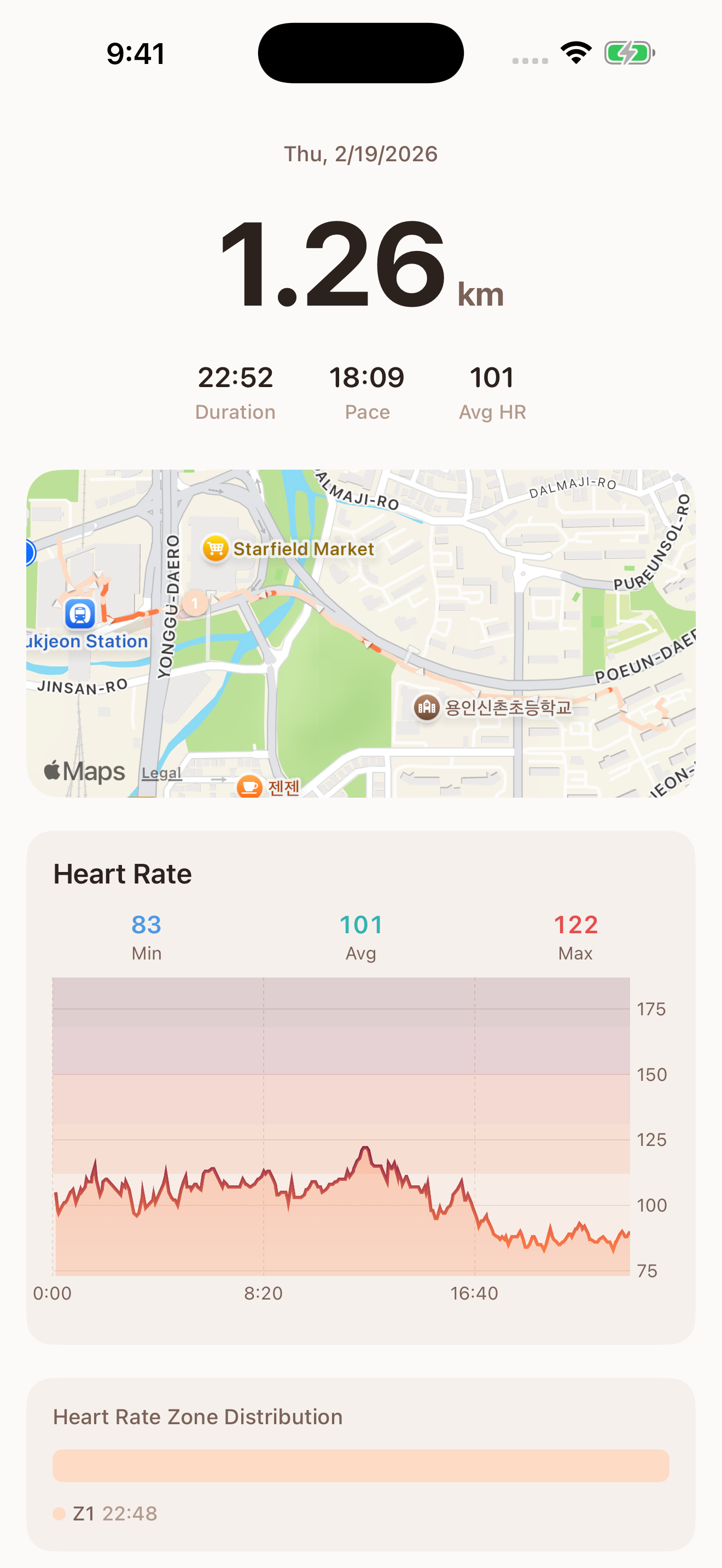 RunnersHeart iPhone 기록 상세 화면