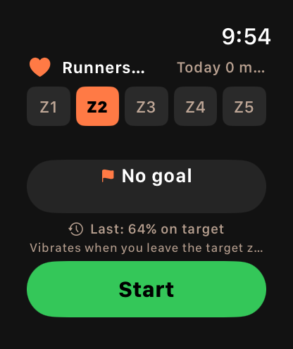 RunnersHeart Apple Watch 대기 화면